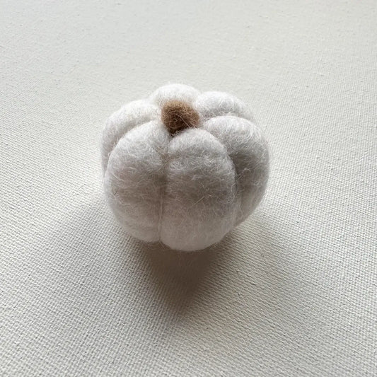 One White Felt Mini Pumpkin
