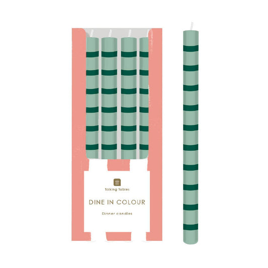 Green Stripe Taper Candles