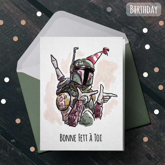 "Bonne Fête" - Galactic Sci-Fi Geek Nerdy Birthday Card