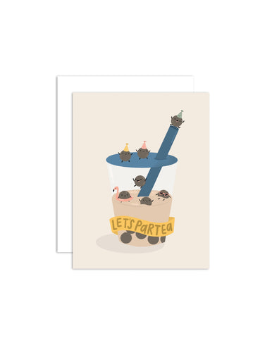 Let's Partea - Birthday Boba Greeting Card - Front & Company: Gift Store