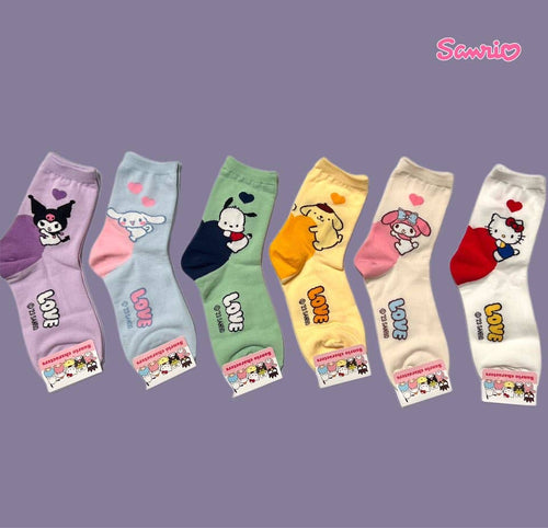 Sanrio NewLOVE Ultra Soft Socks-Kuromi, Pochaco, Cinnamorol - Front & Company: Gift Store