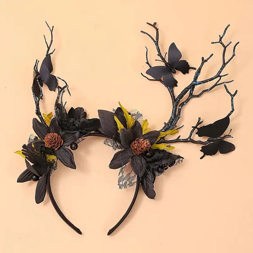 Artificial Flower Headband With Faux Pinecone And Butterfly Accents - Front & Company: Gift Store