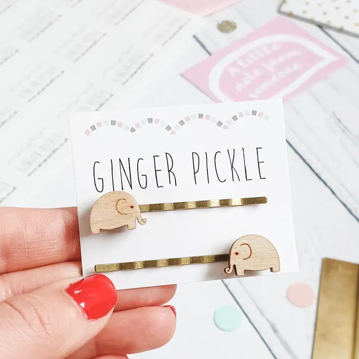 Wooden Elephant Hair Slides