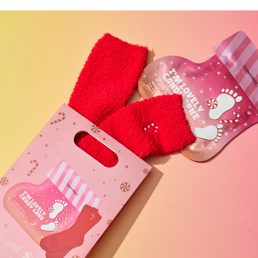 Cozy Candy Cane Mask & Socks Set