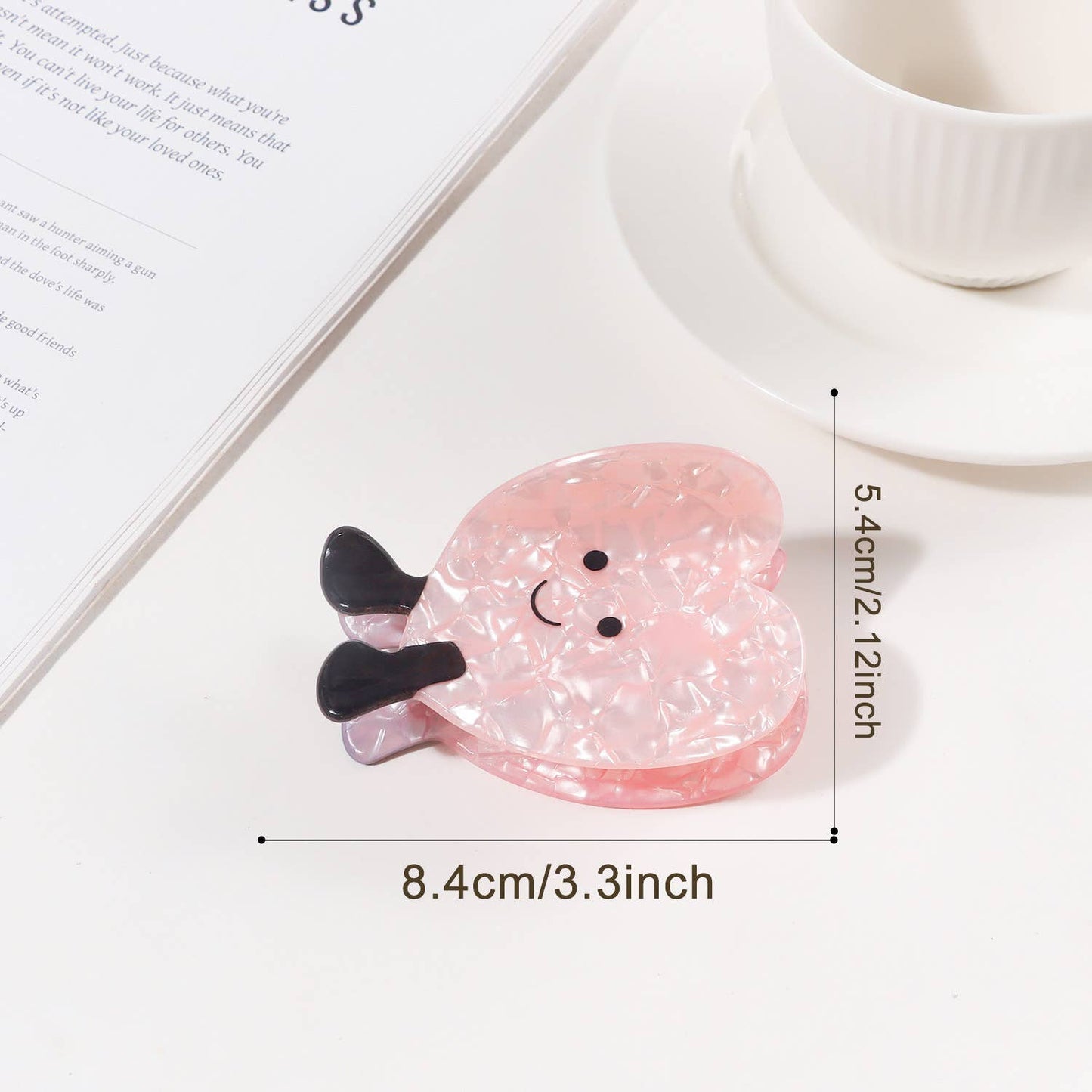 Cartoon Fun Emoji Design Bread & Heart Hair Clip