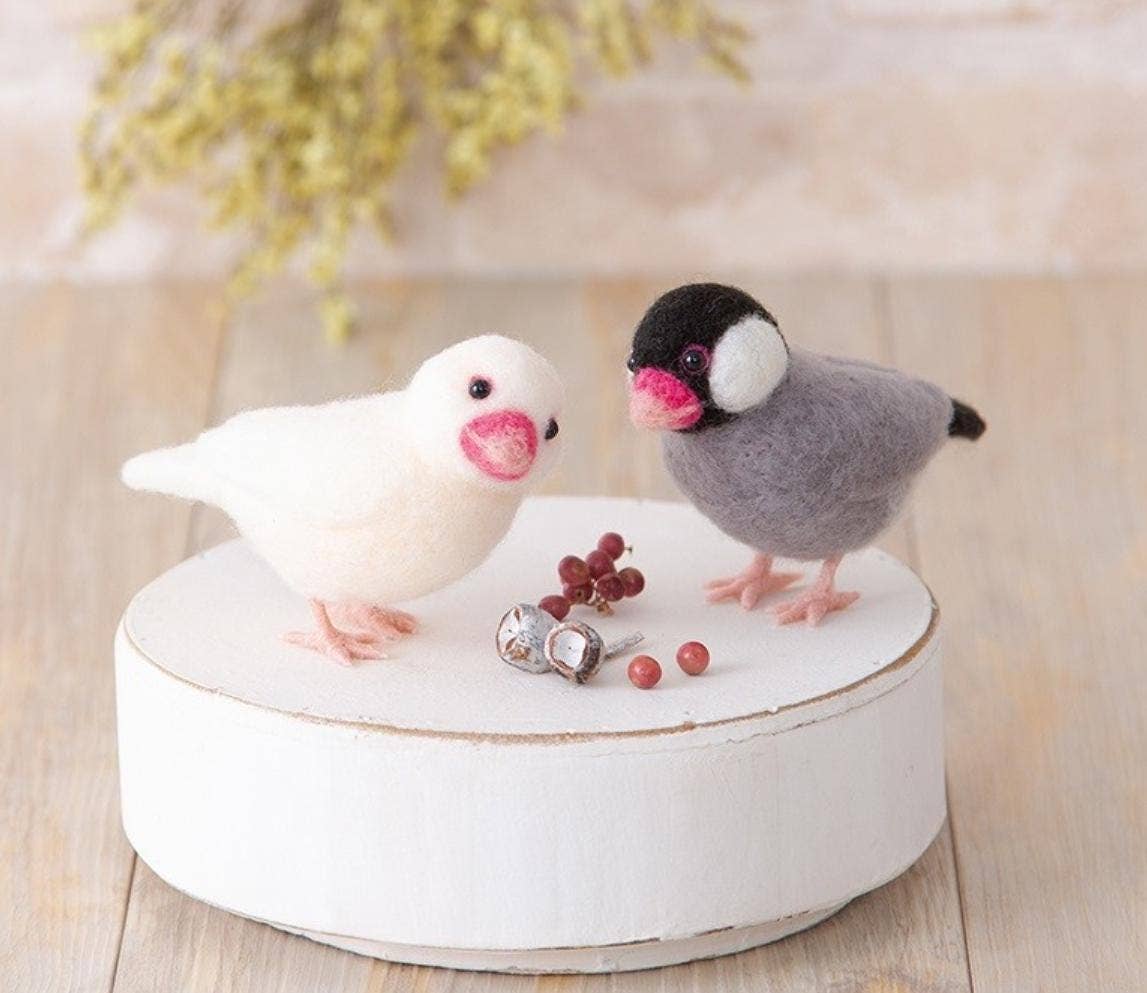 Japanese Needle Felting Kit: DIY Wool Felt Java Sparrows
