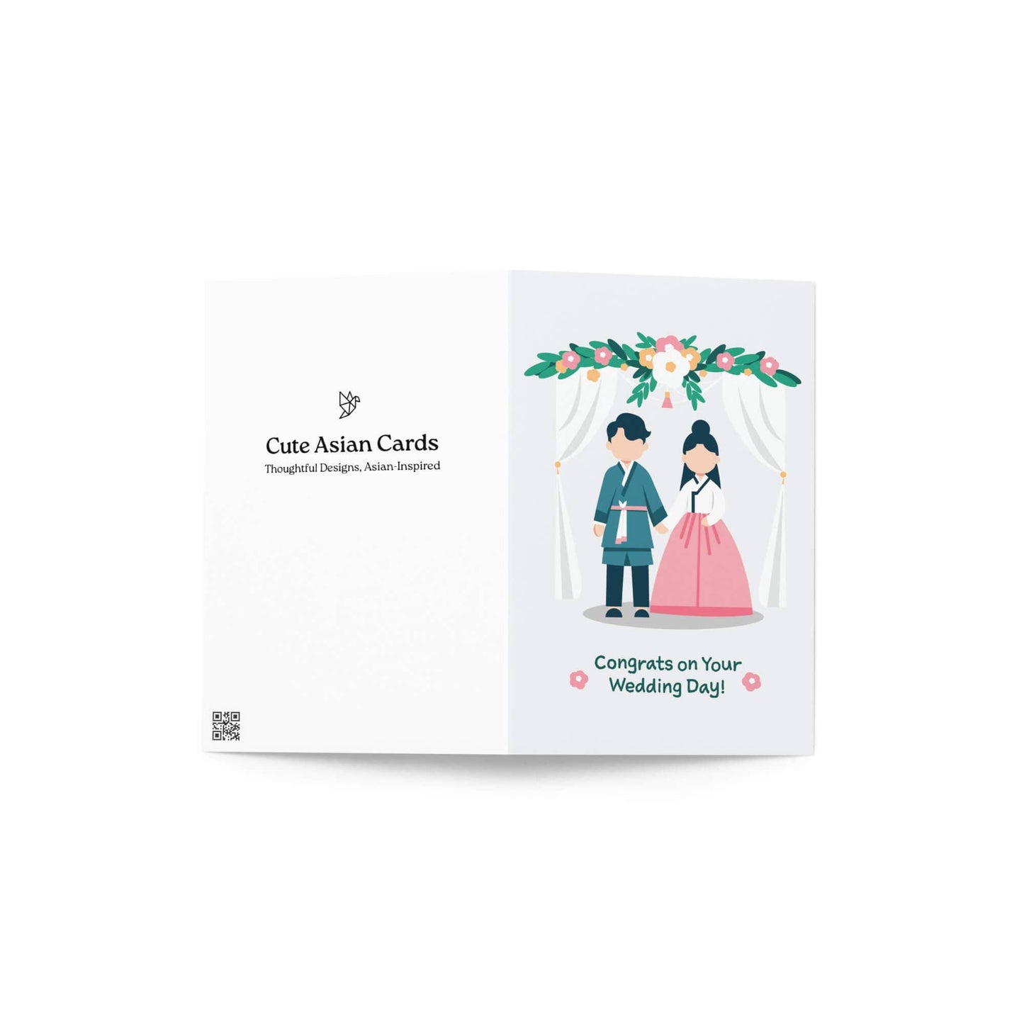 Korean Couple Asian Wedding Cards | Hanbok Floral Greeting Love Newlyweds