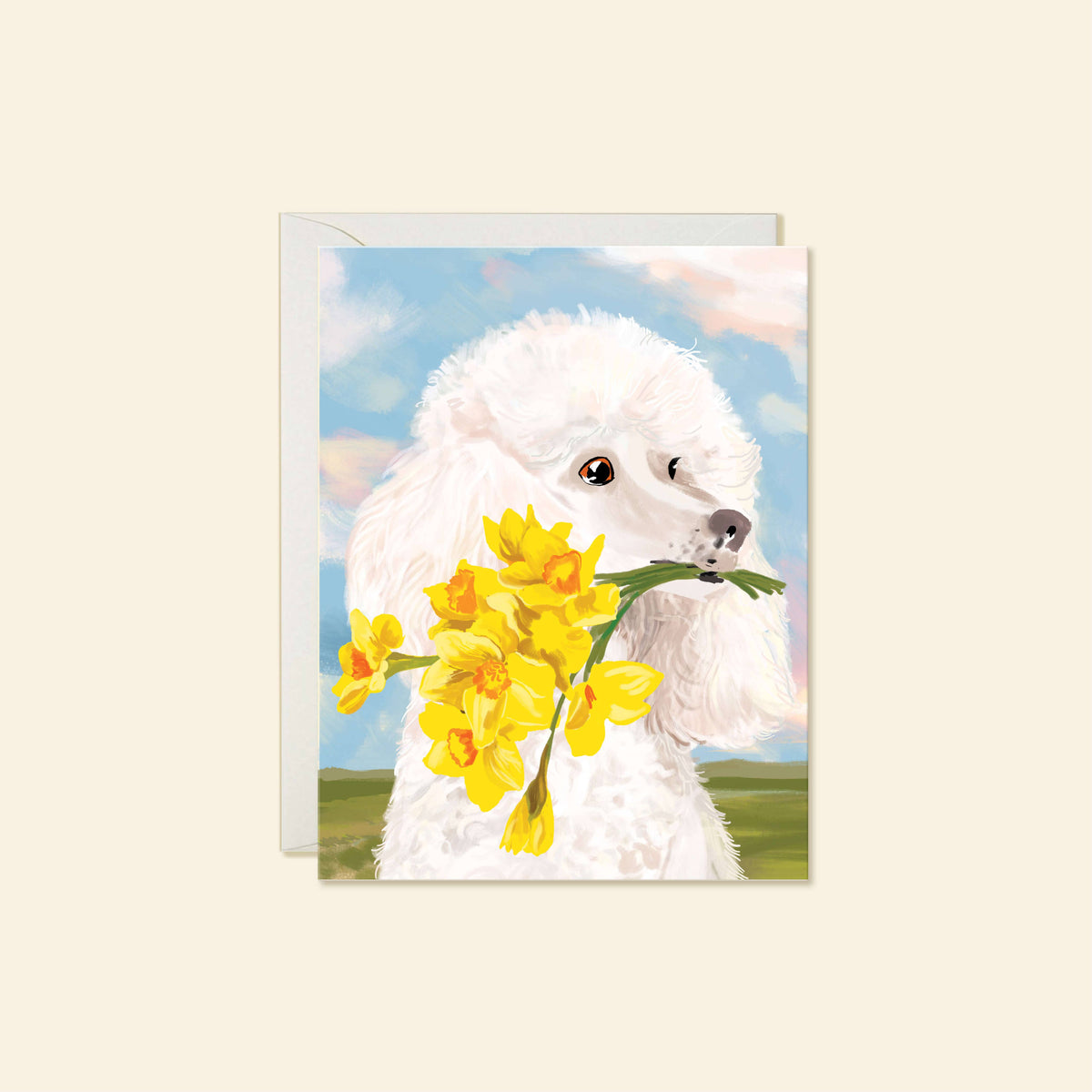 Poodle – Sweet Charming Daffodil Dog Everyday Greeting Card
