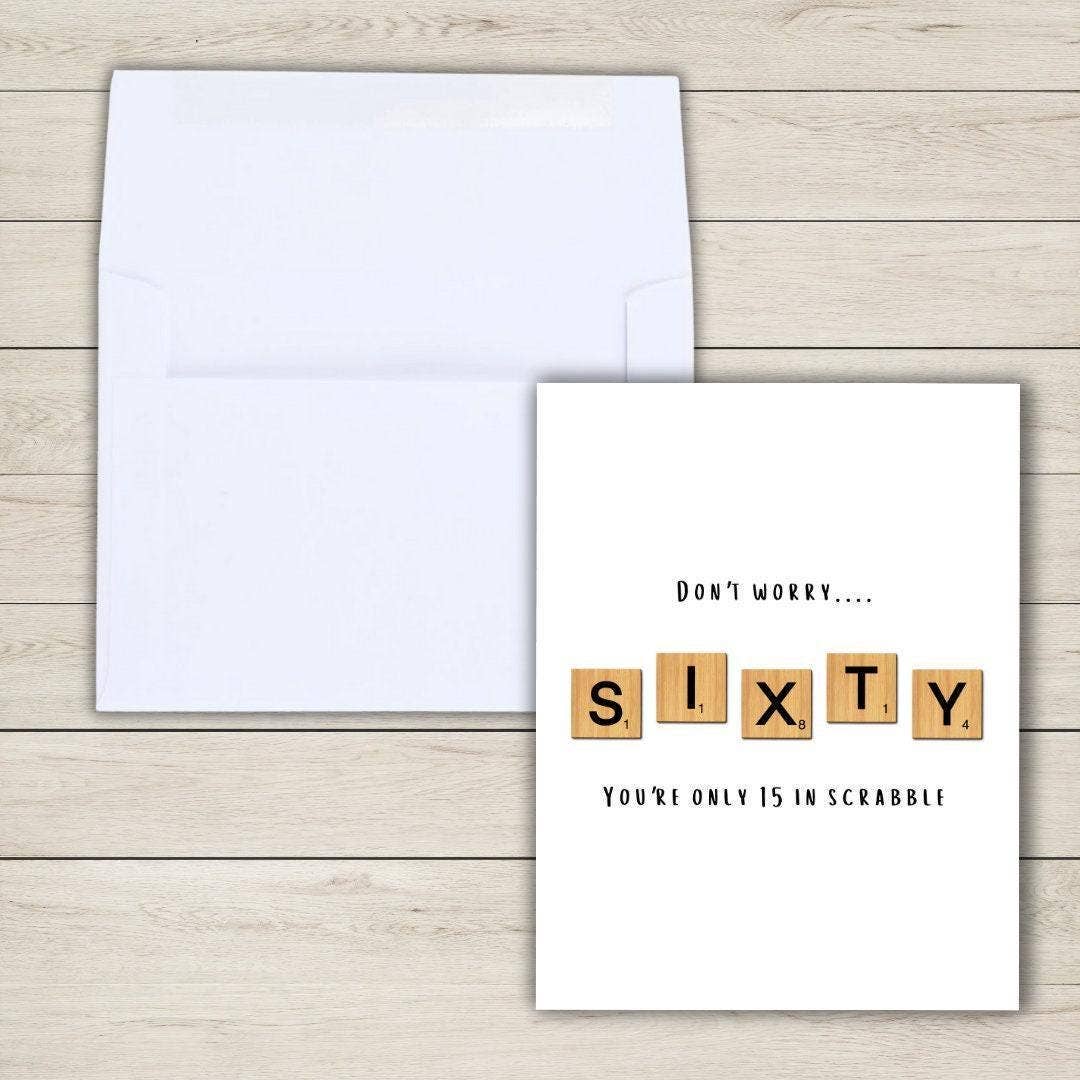 "Scrabble Tile Lover" 60th Birthday Card