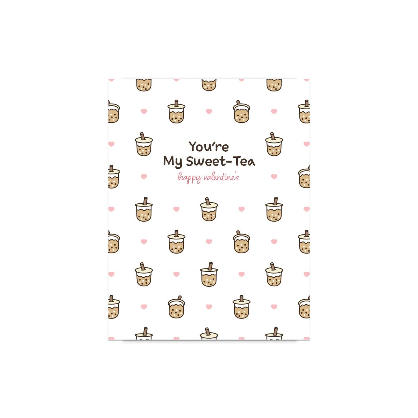My Sweet-Tea Valentine's Card | Boba Milk Tea Pattern
