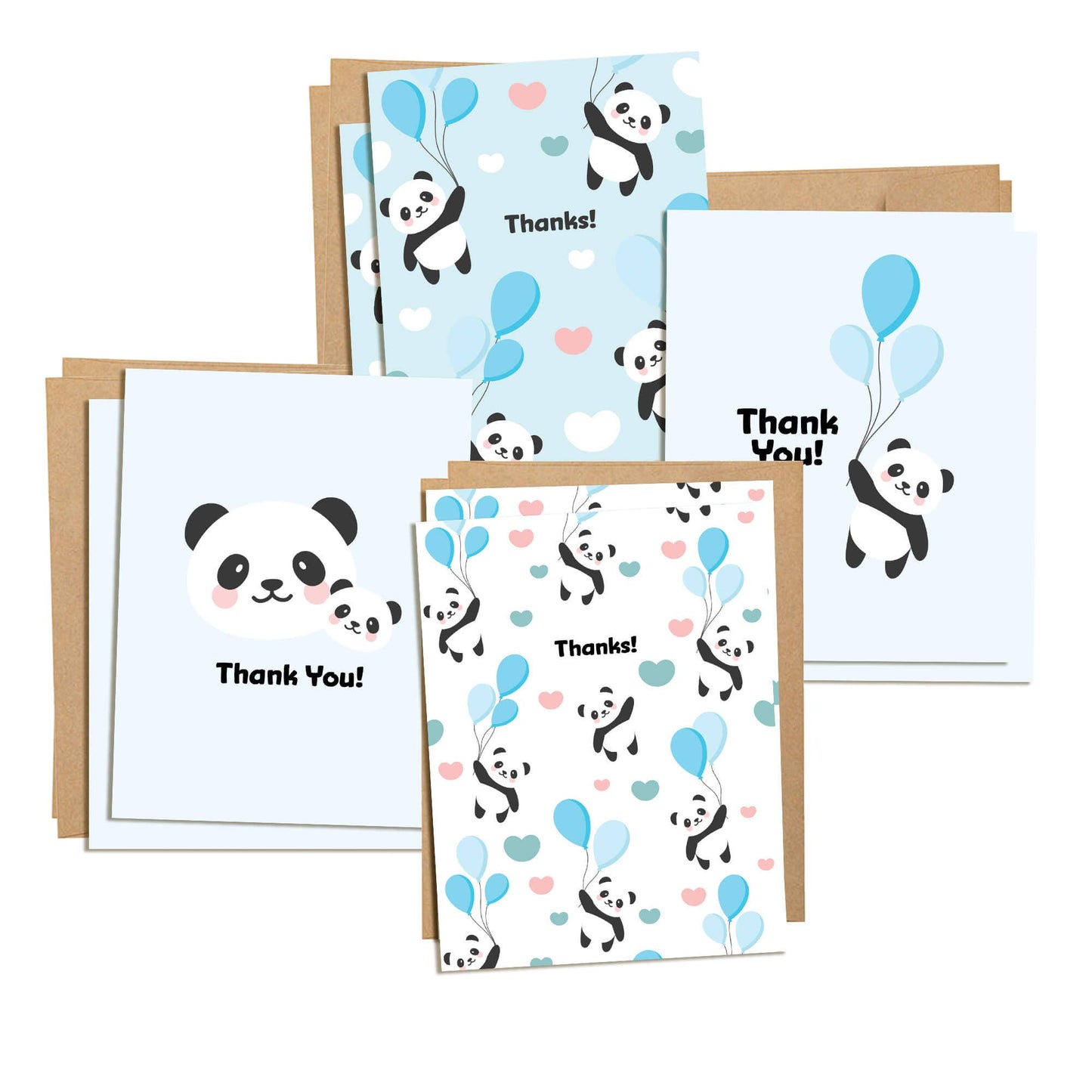 Blue Panda | 8 Baby Shower Thank You Cards | Assorted