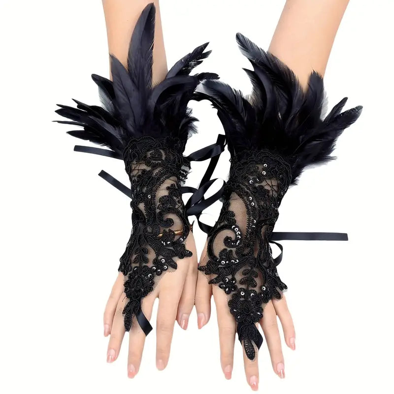 Black feather sleeves