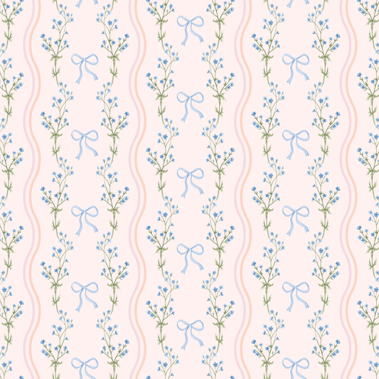Watercolor Bow Wavy Stripe Wrapping Paper - Roll of 3 Sheets