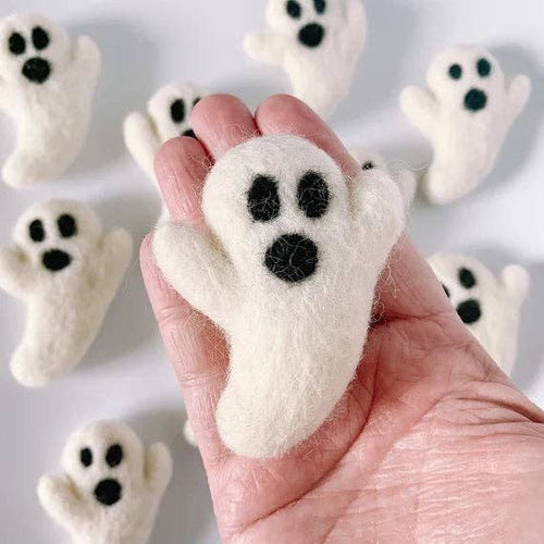 One White Felt Halloween Ghost - Front & Company: Gift Store