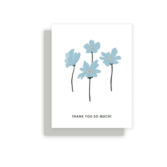 Thank You So Much Card - Blue Flower