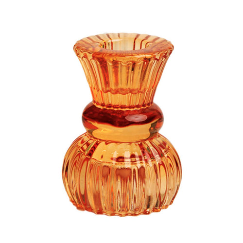 Small Orange Glass Candle Holder | Halloween | Fall Decor | - Front & Company: Gift Store