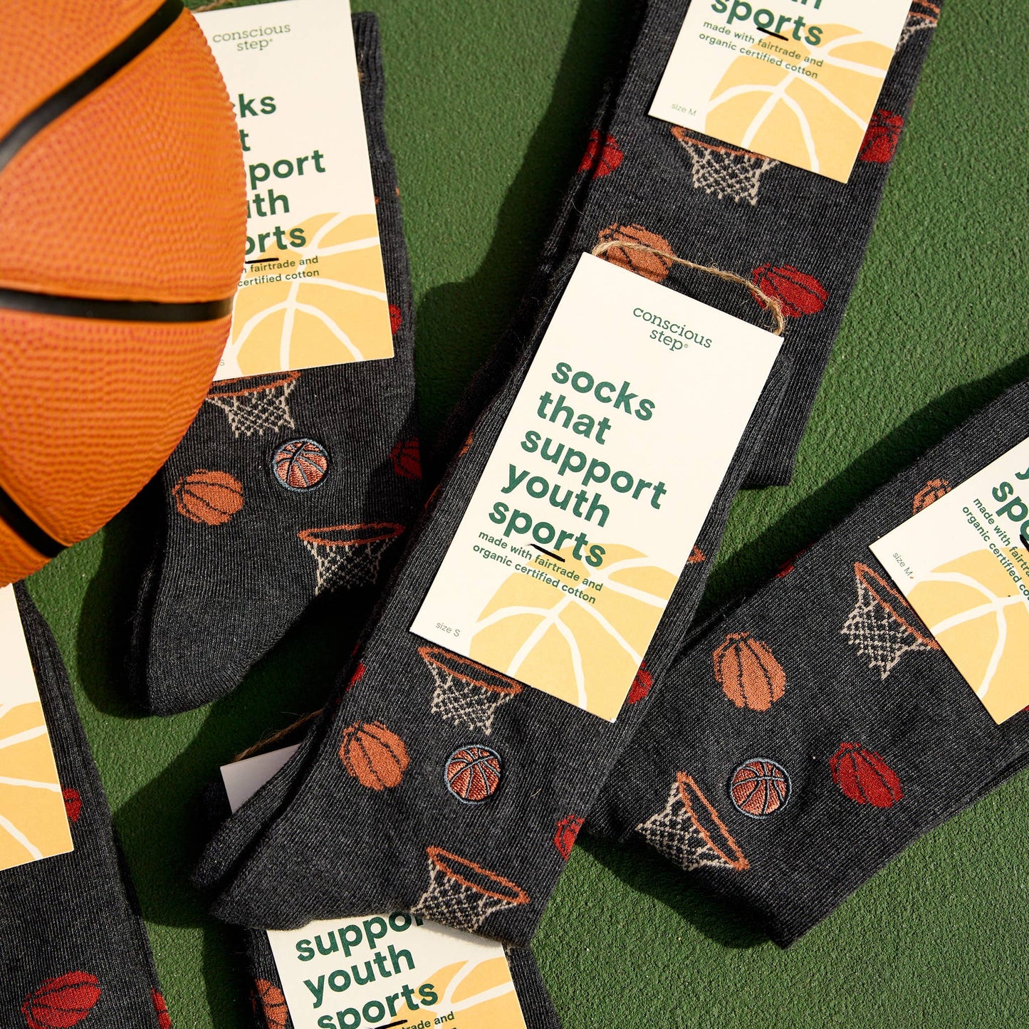 Socks that Support Youth Sports (Gray Basketballs)