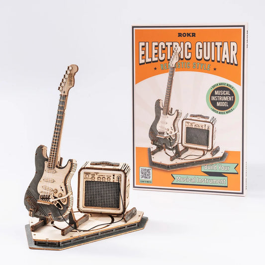 3D Laser Cut Wooden Puzzle: Electric Guitar
