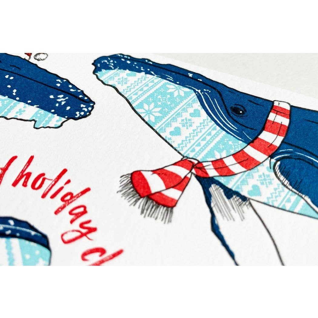 Holiday Sweater Whales Card
