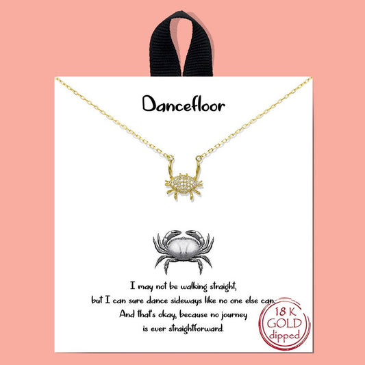 CZ Gold-Dipped Crab Charm Necklace