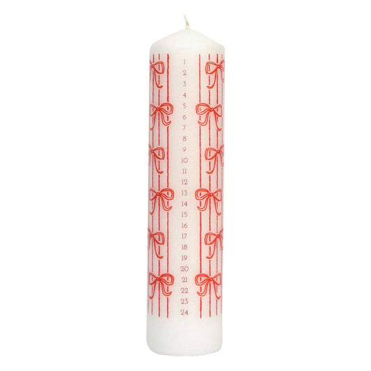 Christmas Bow Pillar Advent Candle | Christmas Candle |