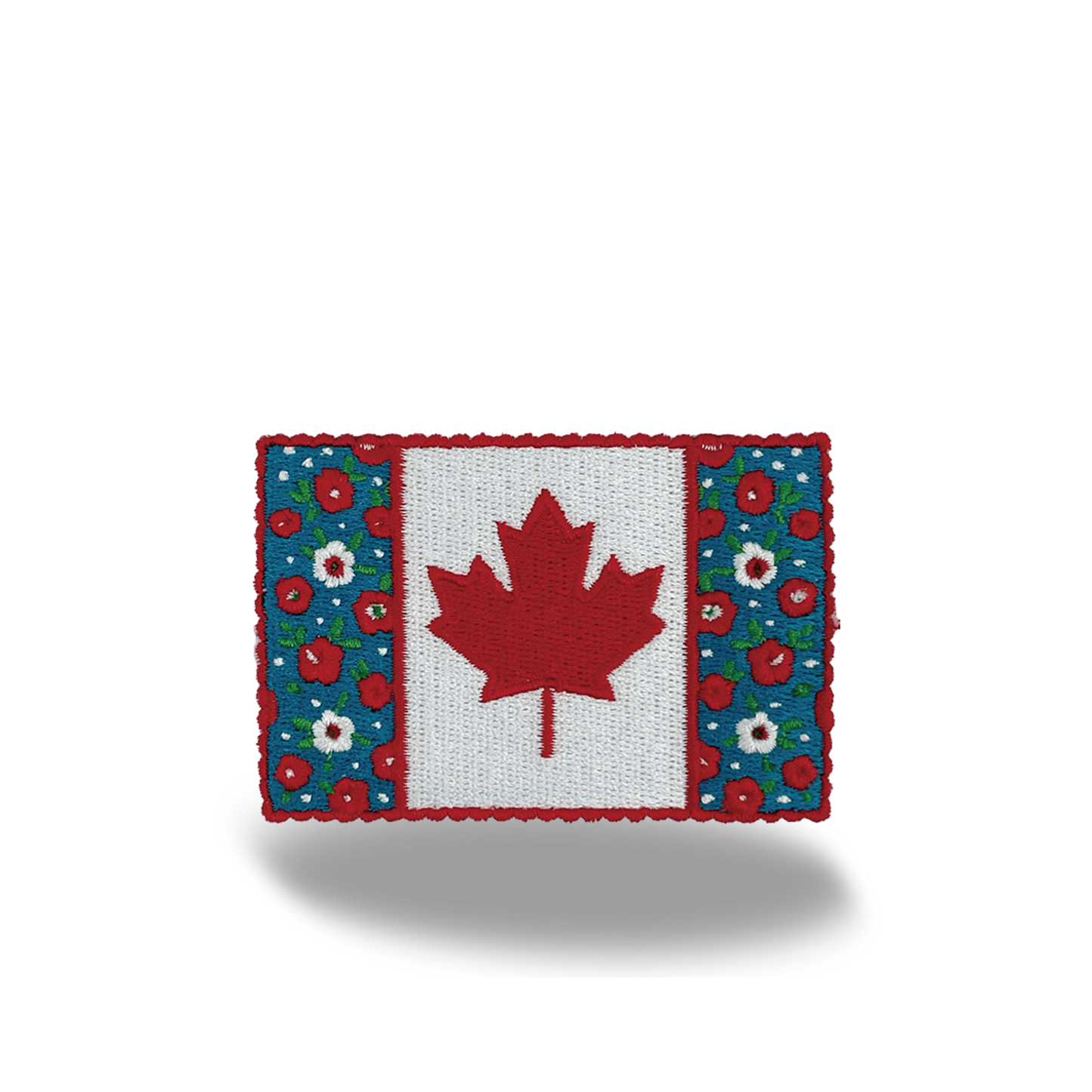 Canada Flag Floral Border Maple Leaf Embroidered Iron-On Patch - Collectible Travel Patch