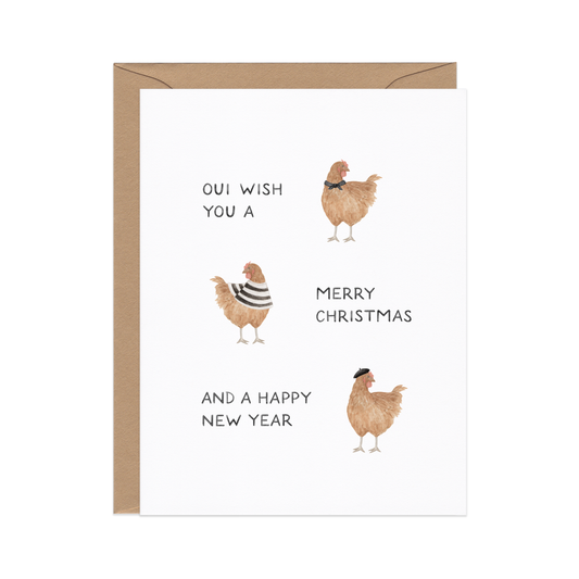 Three French Hens - Funny Chicken Christmas / New Years Card