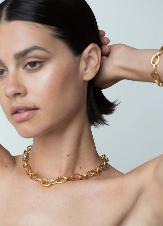 1993 Chain Necklace Bold 18K Gold Chain Round Link Statement