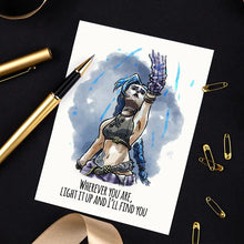 Load image into Gallery viewer, &quot;Light It Up&quot; - Jinx Arcane, Lol Card - Gaming Birthday Card
