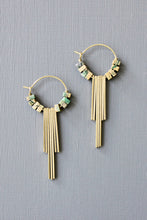 Load image into Gallery viewer, JLTE28 jasper and brass geometric hoop earrings
