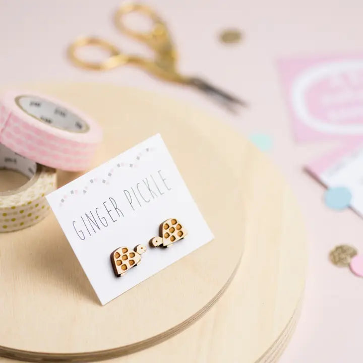 Wooden Turtle Stud Earrings