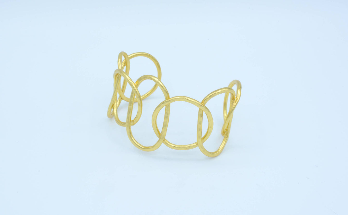 Handmade gold plated hammered cuff