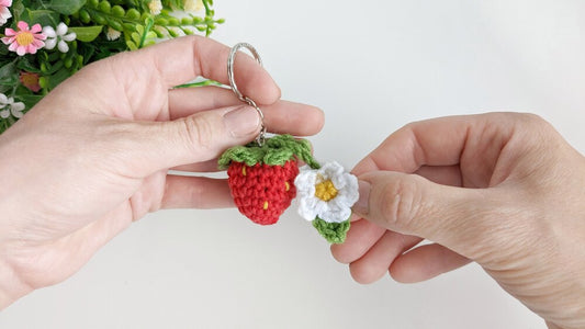 Crochet Strawberry Keychain