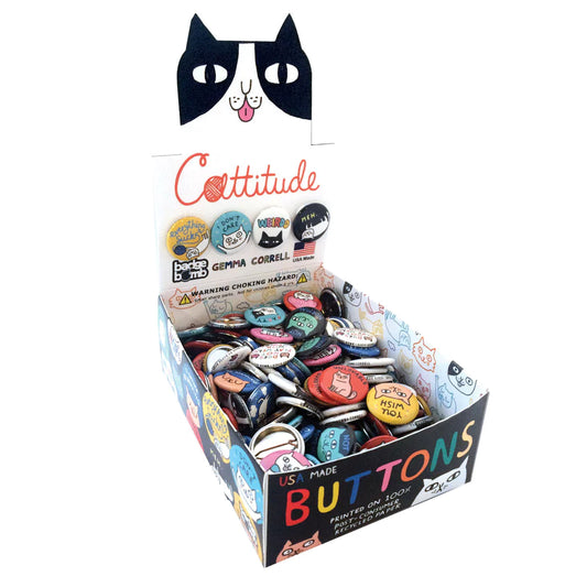 Metal Buttons: 1" Cattitude Gemma Correll