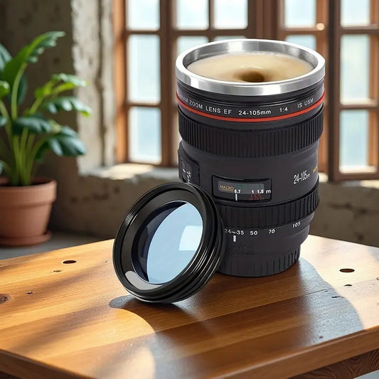 Travel Mug with Camera Lens Design