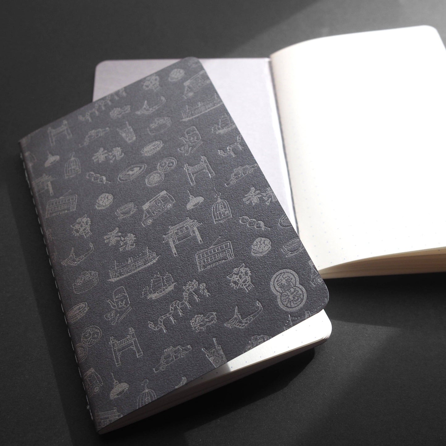 Letterpress hong kong pattern notebook - silver