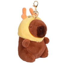 Load image into Gallery viewer, Capybara Dragon Hat Plush Keychain
