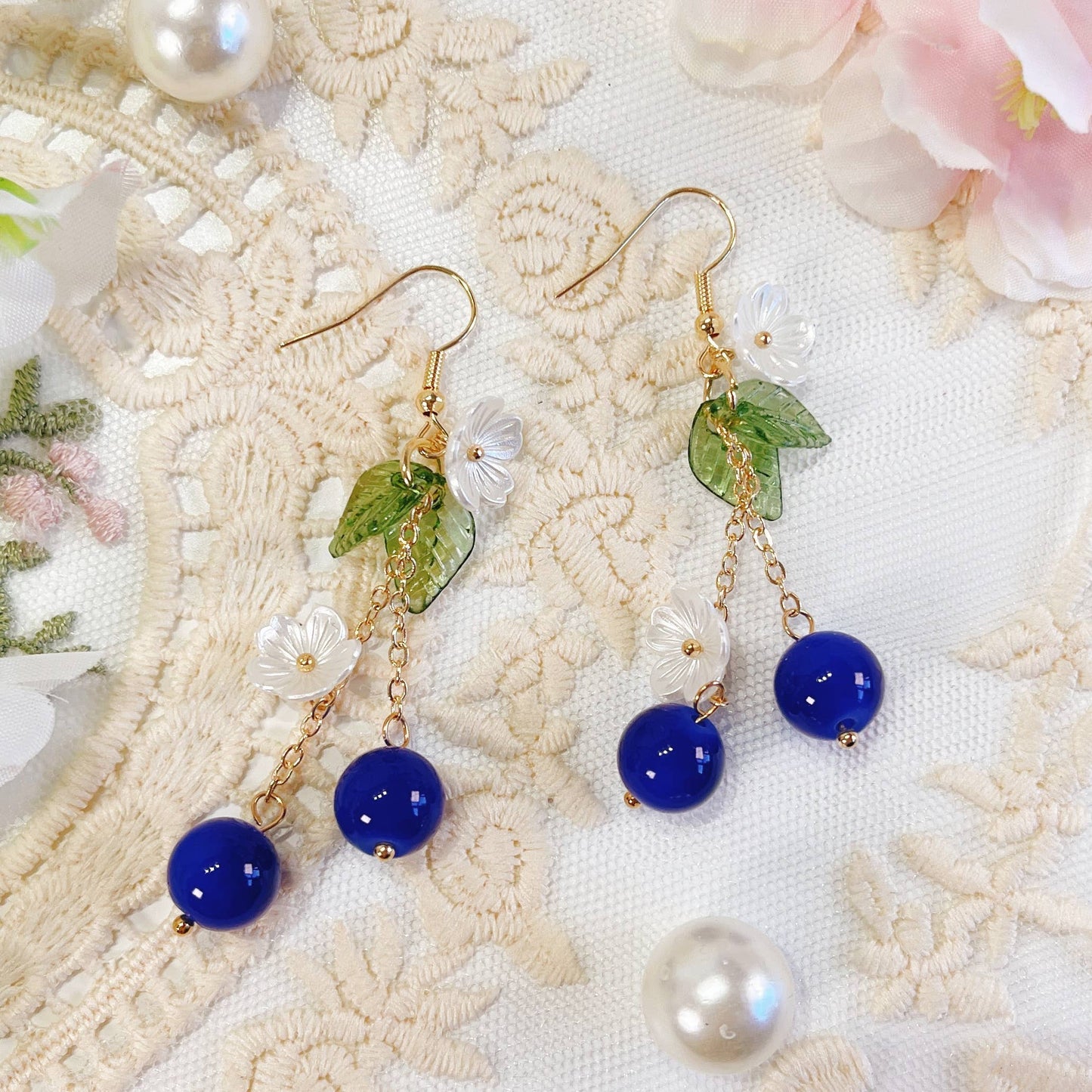 E227 glass beads earrings, dangle earrings, fruit earrings