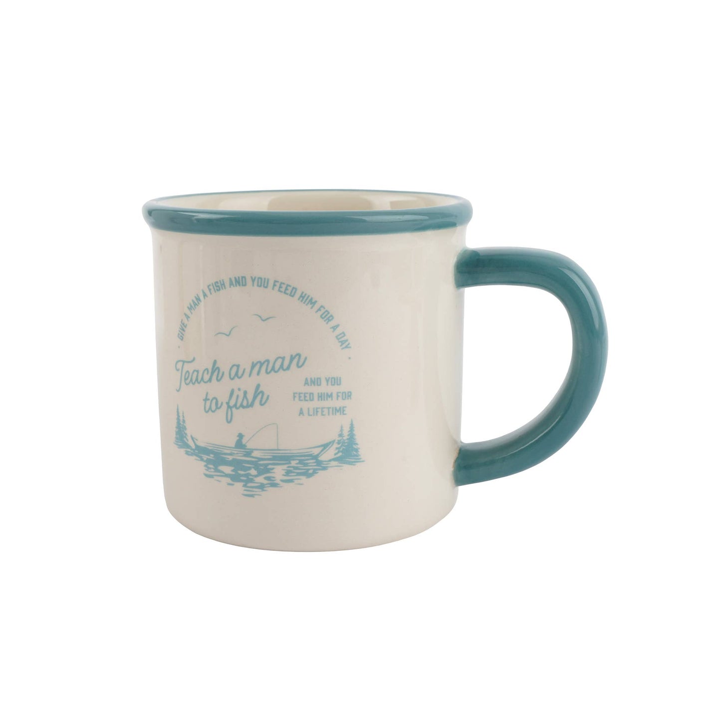 'Teach A Man To Fish...' Stoneware Mug In Gift Box