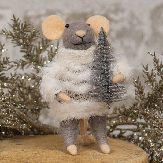 Festive Mouse with Tree Felted Ornament