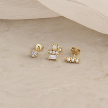Load image into Gallery viewer, Pearl CZ Diamond Stud Earring Set
