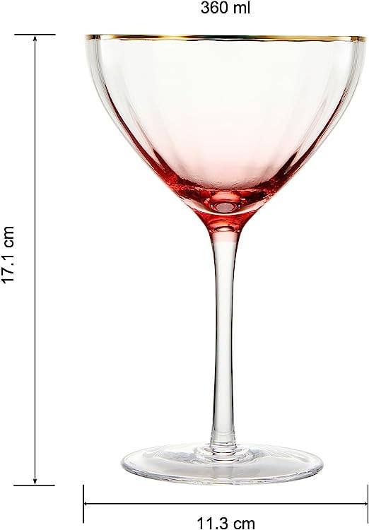 Gold Rim Coupe Glassware | Set of 2 | Blush Pink & Gilded