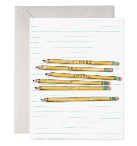 Teacher Pencils Thank You Greeting Card - Front & Company: Gift Store
