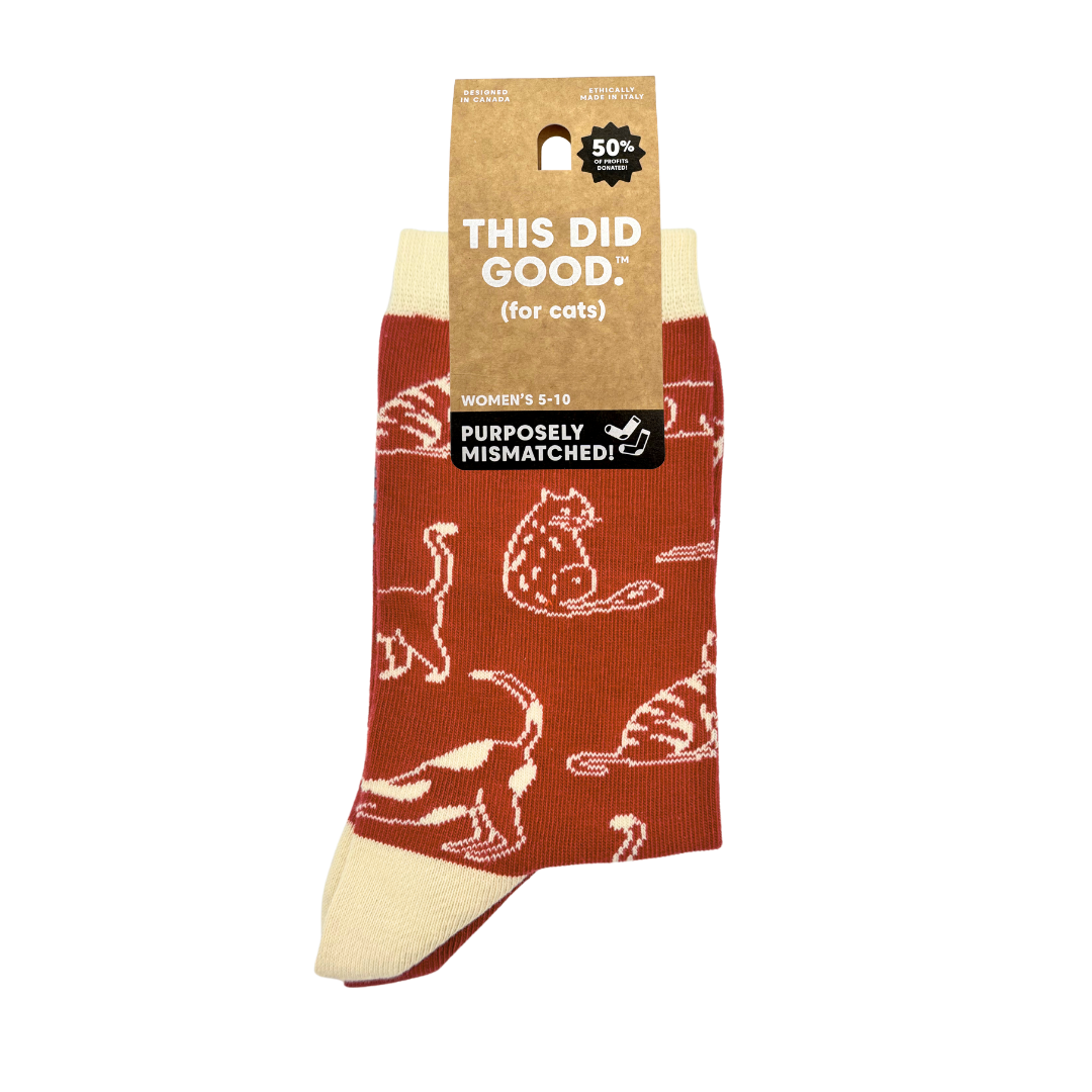 Women's Cats This Did Good Mismatched Crew Socks, Gives Back