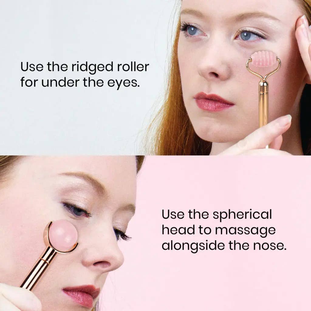 Lindo Rose Quartz Roller Set - Interchangeable Heads