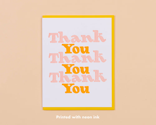 Thank You X3 Letterpress Greeting Card - Front & Company: Gift Store