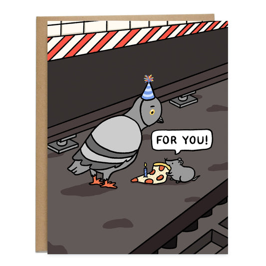 Pizza Rat & Pigeon NYC Subway Birthday Card