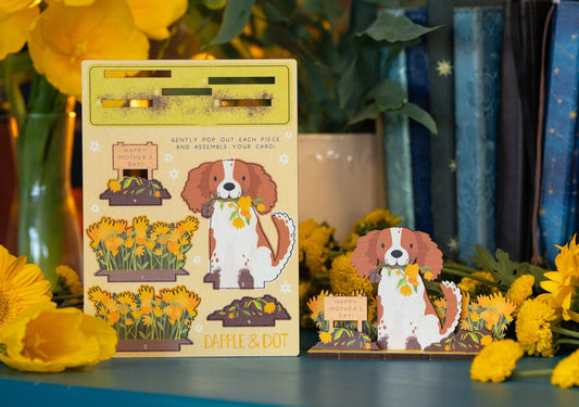 HAPPY MOTHER'S DAY FLOWERS & SPANIEL POP OUT CARD