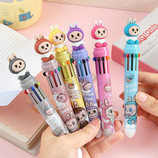 10multi-color Labubu ballpoint pen student pen