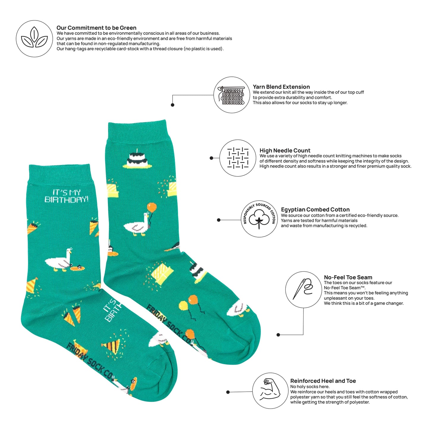 Women's It's My Birthday Mismatched Crew  Socks